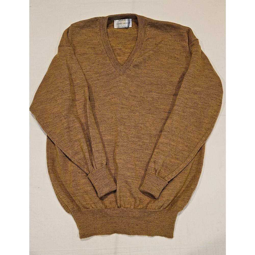 Vtg Clark & Gregory Golden Brown Sweater Long Sleeve V Neck Mens L
